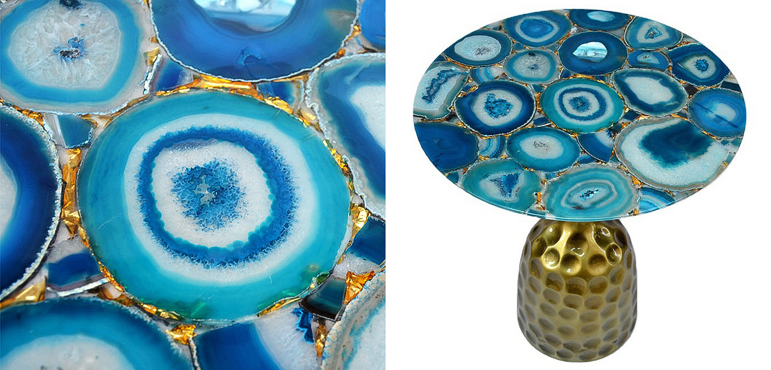Приставной стол Cluster Surface Blue Agate Side Table Приставной стол Cluster Surface Blue Agate Side Table - Loft-Concept в Брянске