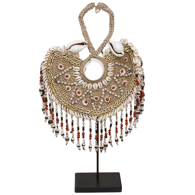 Этническое украшение из ракушек на подставке Aboriginal Shell Collar Бежевый Коричневый Красный Черный в Брянске | Loft Concept 