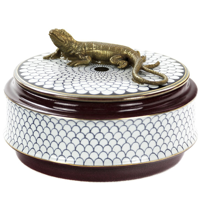 Шкатулка Box Bronze Lizard Белый Бронза Коричневый Шкатулка Box Bronze Lizard Белый Бронза Коричневый в Брянске | Loft Concept