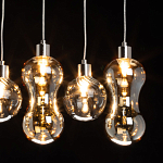 Люстра с 3-мя плафонами волнообразной формы цвета янтарь и 2-мя прозрачными шарообразными плафонами Lucid Rain  варинант исполнения - 5 | Loft Concept в Брянске