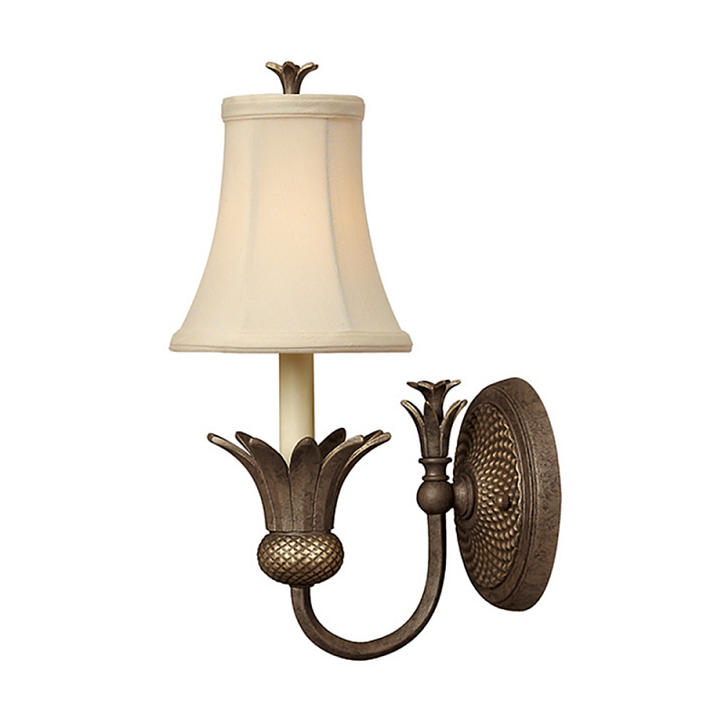 Бра с бежевым тканевым абажуром и декоративной чашей Hinkley Бронза Белый Бежевый Никель в Брянске | Loft Concept 