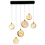 Подвесной светильник с плафонами из рельефного стекла Peony Glass Bronze Six варинант исполнения - 2 | Loft Concept в Брянске