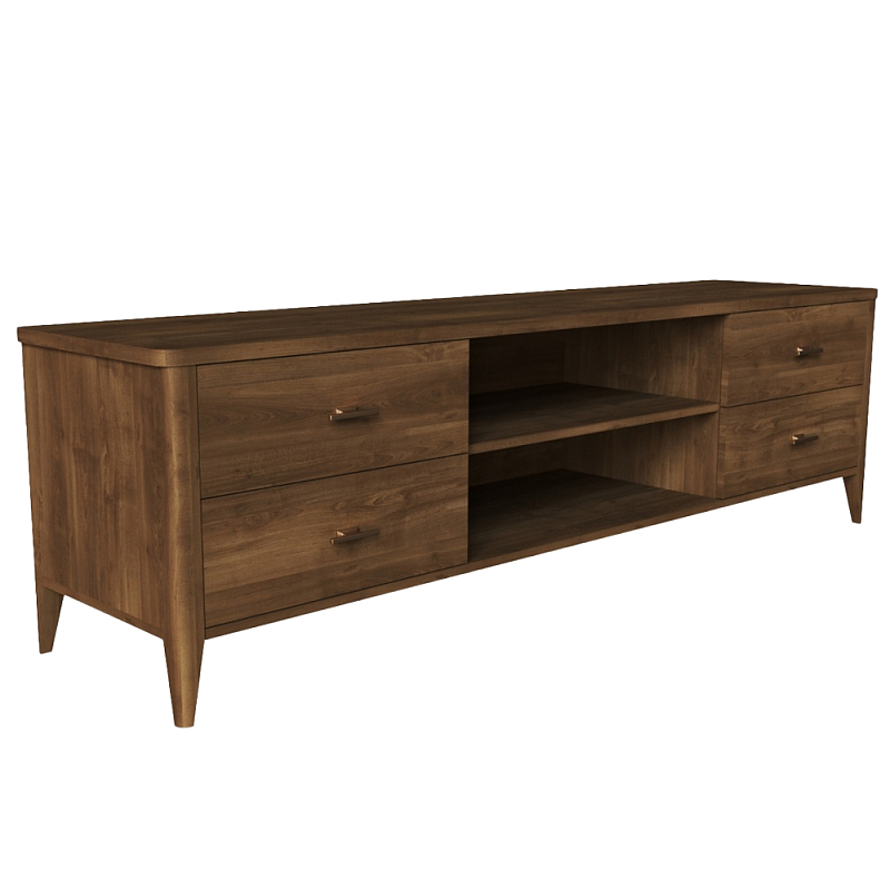ТВ-тумба с 4-мя ящиками и полками из массива бука Tasteful Furniture Коричневый в Брянске | Loft Concept 