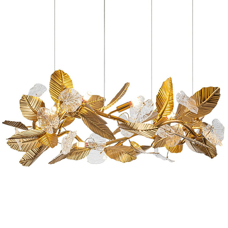 Люстра на ветвистом каркасе с листьями Golden Wreath Золотой Белый Люстра на ветвистом каркасе с листьями Golden Wreath Золотой Белый в Брянске | Loft Concept
