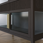 Витрина Primo со стеклянными фасадами и 2 ящиками Темный орех варинант исполнения - 3 | Loft Concept в Брянске