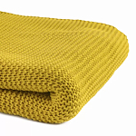 Плед из хлопка жемчужной вязки горчичного цвета Waffle Comfort варинант исполнения - 2 | Loft Concept в Брянске