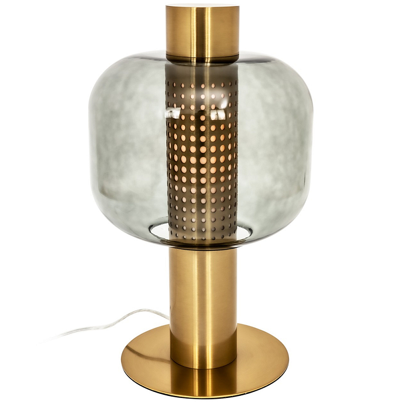 Настольная лампа со стеклянным плафоном Elario Metal Glass Table Lamp Латунь Дымчатый (Smoke) Настольная лампа со стеклянным плафоном Elario Metal Glass Table Lamp Латунь Дымчатый (Smoke) в Брянске | Loft Concept