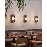 Настенный светильник овальный с деревянным основанием Wood Wall Lamp варинант исполнения - 1 | Loft Concept в Брянске