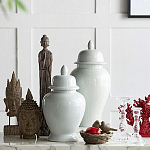 Ваза белая с крышкой однотонная Chinoiserie Ceramics варинант исполнения - 4 | Loft Concept в Брянске