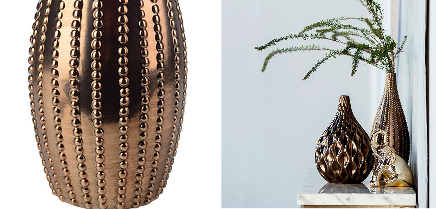 Ваза Ribbed Vase Narrow Throat bronze-gold 38 Ваза Ribbed Vase Narrow Throat bronze-gold 38 - Loft-Concept в Брянске