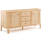 Длинный комод из ротанга с дверцами и ящиками Simone Rattan Chest of Drawers варинант исполнения - 2 | Loft Concept в Брянске