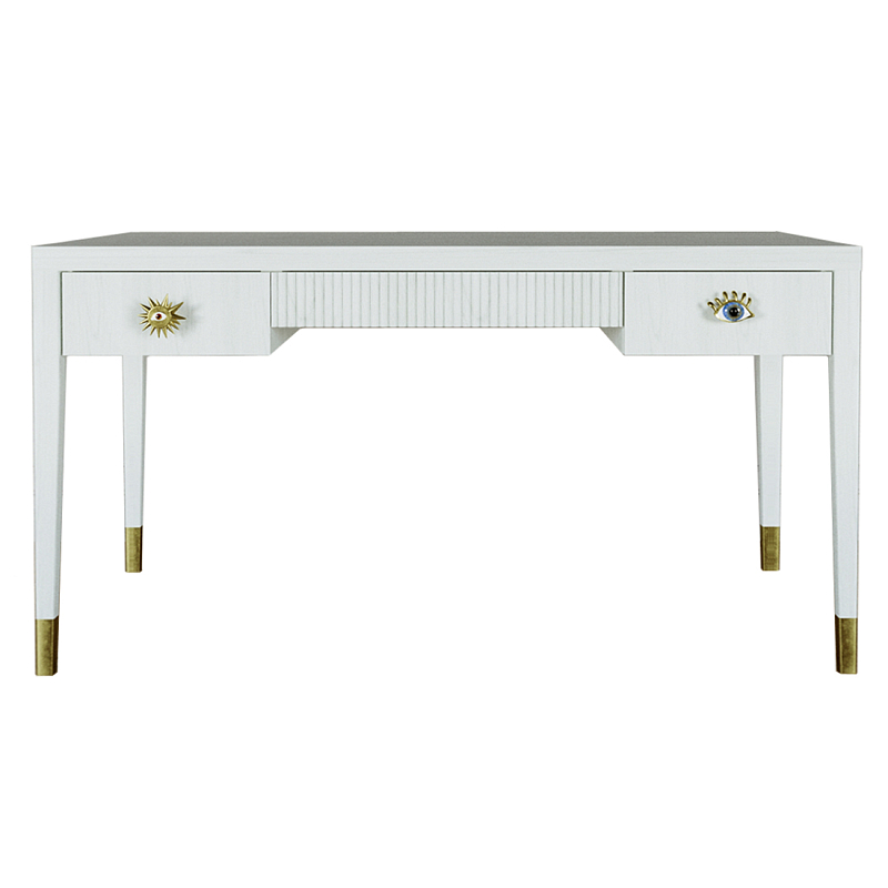 Письменный стол Elsa Dreams White Шпон дерево с двумя ящиками Белый в Брянске | Loft Concept 