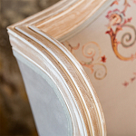 Двухместный диван из массива бука серый с растительным орнаментом Raffael Blue Grey Sofa варинант исполнения - 4 | Loft Concept в Брянске