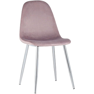 Стул Archie Chair Пыльно-Розовый Велюр Хромированные ножки