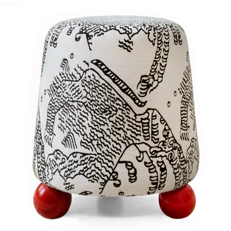 Пуф Wakonda Черно-Белый с красными ножками Белый Черный Красный в Брянске | Loft Concept 