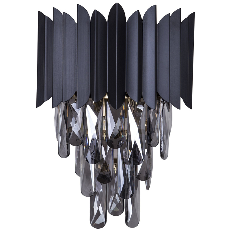 Бра с хрустальными подвесками Blake Metal Crystal Wall Lamp Черный матовый Стекло Смок Бронза Бра с хрустальными подвесками Blake Metal Crystal Wall Lamp Черный матовый Стекло Смок Бронза в Брянске | Loft Concept