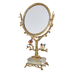 Зеркало с бронзовой подставкой в виде дерева и фарфоровыми птичками на голубом основании Eden Garden варинант исполнения - 1 | Loft Concept в Брянске