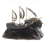 Часы настольные в виде парусника из натурального камня Обсидиан Sailboat Stone Clock варинант исполнения - 6 | Loft Concept в Брянске