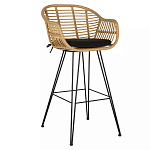 Стул барный с ротанговым плетением Half Bar Chair with Wicker с подлокотниками варинант исполнения - 2 | Loft Concept в Брянске