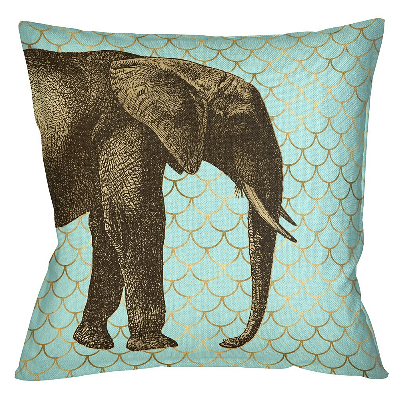 Подушка Safari light blue elephant Бирюзовый Глянцевое золото Подушка Safari light blue elephant Бирюзовый Глянцевое золото в Брянске | Loft Concept