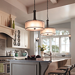 Люстра подвесная с двойным круглым плафоном из органзы и матового стекла Kichler варинант исполнения - 6 | Loft Concept в Брянске