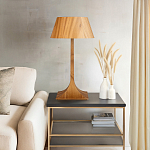 Настольная лампа со скошенным конусовидным абажуром и фигурной ножкой в цвете тик Accord Lighting варинант исполнения - 7 | Loft Concept в Брянске