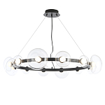 Люстра подвесная круглая с 12-ю прозрачными куполообразными плафонами и черным металлическим основанием Flos Wireline Lighting варинант исполнения - 1 | Loft Concept в Брянске