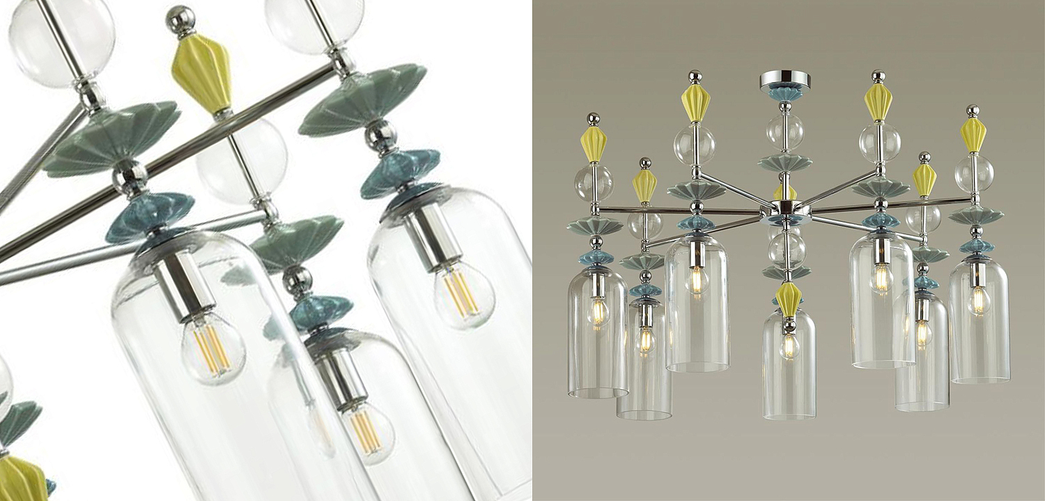 Люстра Iris Glass Chandelier candy 7 chrome Люстра Iris Glass Chandelier candy 7 chrome - Loft-Concept в Брянске