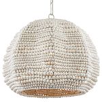 Подвесной светильник в форме купола с декором из круглых деревянных бусин White Wooden Beads Chandelier варинант исполнения - 2 | Loft Concept в Брянске