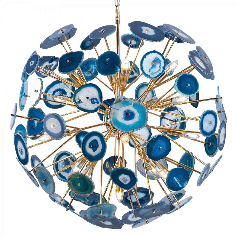 Люстра BRANQUINHO CHANDELIER AGATE blue Золотой Синий Люстра BRANQUINHO CHANDELIER AGATE blue Золотой Синий в Брянске | Loft Concept