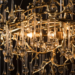 Подвесная люстра в виде ветвей деревьев золотого цвета с прозрачными подвесками-каплями 10 и 14 ламп Droplet Chandelier варинант исполнения - 6 | Loft Concept в Брянске