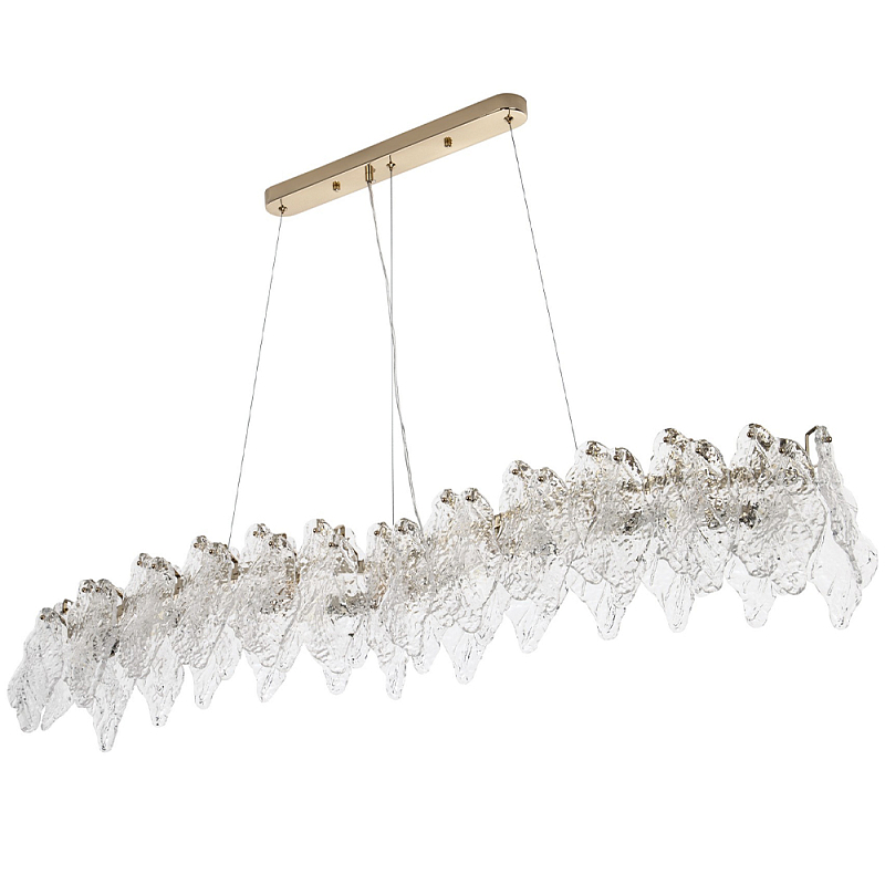 Линейная люстра с декором из текстурированного стекла Textured Glass Linear Chandelier 8 Прозрачное Стекло Золотой Линейная люстра с декором из текстурированного стекла Textured Glass Linear Chandelier 8 Прозрачное Стекло Золотой в Брянске | Loft Concept