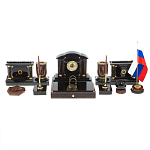 Настольный письменный набор с часами из природного камня обсидиана Peace Contract варинант исполнения - 1 | Loft Concept в Брянске