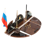 Настольный письменный набор с часами из природного камня обсидиана Oval Office варинант исполнения - 2 | Loft Concept в Брянске