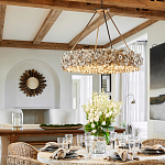 Люстра круглая с абажуром из устричных раковин Sea Ravens варинант исполнения - 4 | Loft Concept в Брянске