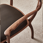 Стул деревянный с мягким сиденьем из коричневой натуральной кожи Moon Walnut Furniture варинант исполнения - 7 | Loft Concept в Брянске