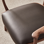 Стул деревянный с мягким сиденьем из коричневой натуральной кожи Moon Walnut Furniture варинант исполнения - 9 | Loft Concept в Брянске