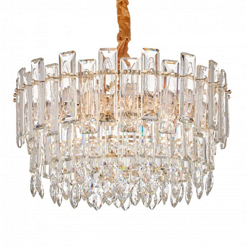 Круглая люстра с хрустальными подвесками на золотистом каркасе Gorgeous Crystal Light Золотой Прозрачный Круглая люстра с хрустальными подвесками на золотистом каркасе Gorgeous Crystal Light Золотой Прозрачный в Брянске | Loft Concept
