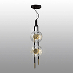 Подвесной светильник с черным основанием и золотистым декором Bruno Duo варинант исполнения - 4 | Loft Concept в Брянске