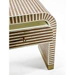 Тумбочка прикроватная с ящиком Tofino Stripes Bone Inlay Bedside Beige варинант исполнения - 3 | Loft Concept в Брянске