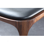 Стул деревянный с мягким сиденьем из черной натуральной кожи Moon Walnut Furniture варинант исполнения - 9 | Loft Concept в Брянске