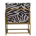 Кресло с металлическим золотистым каркасом и мягкой обивкой с чёрно-белым принтом зебры Wild animals варинант исполнения - 3 | Loft Concept в Брянске