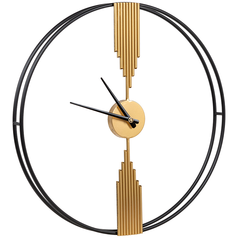 Часы настенные круглые из металла Mirror Tower Clock Золотой Черный Часы настенные круглые из металла Mirror Tower Clock Золотой Черный в Брянске | Loft Concept