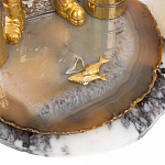 Икорница со стопками с декором "Рыбак с санями" с гравировкой на подставке из натуральных камней Агат Мрамор Decorative Cavair Dishes варинант исполнения - 10 | Loft Concept в Брянске