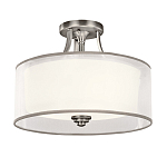 Потолочный светильник с двойным цилиндрическим плафоном из белого стекла и прозрачной органзы Kichler варинант исполнения - 7 | Loft Concept в Брянске