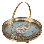 Блюдо круглое с ручкой и голубым фарфоровым дном с цветочным рисунком Blue Garden варинант исполнения - 1 | Loft Concept в Брянске