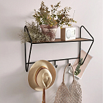 Настенная вешалка с полкой из ротанга Bourn Shelf-hanger варинант исполнения - 5 | Loft Concept в Брянске