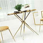 Обеденный стол с чёрной круглой столешницей на золотых ножках Rive Gauche Table варинант исполнения - 1 | Loft Concept в Брянске