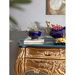 Чаша темно-синяя фарфоровая с бронзовыми ручками и ажурным ободком Eden Garden варинант исполнения - 4 | Loft Concept в Брянске