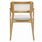 Стул обеденный с мягким сиденьем и спинкой из плетеного ротанга Wood and Textile Chair варинант исполнения - 4 | Loft Concept в Брянске